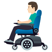 Mann in elektrischem Rollstuhl: helle Hautfarbe JoyPixels 7.0.