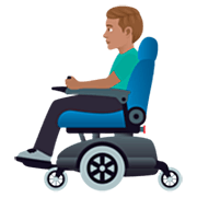 👨🏽‍🦼 Emoji Homem Em Cadeira De Rodas Motorizada: Pele Morena na JoyPixels 7.0.