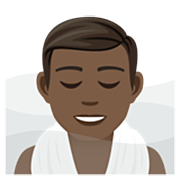 Emoji 🧖🏿‍♂️ Uomo In Sauna: Carnagione Scura su JoyPixels 7.0.