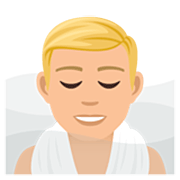 🧖🏼‍♂️ Emoji Hombre En Una Sauna: Tono De Piel Claro Medio en JoyPixels 7.0.