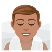 🧖🏽‍♂️ Emoji Homem Na Sauna: Pele Morena na JoyPixels 7.0.