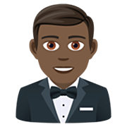 🤵🏿‍♂️ Emoji Homem de smoking: pele preta  na JoyPixels 7.0.