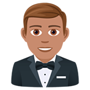🤵🏽‍♂️ Emoji Mann im Tuxedo: mittlere Hautfarbe JoyPixels 7.0.