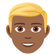 👱🏾‍♂️ Emoji Mann: mitteldunkle Hautfarbe, blond JoyPixels 7.0.