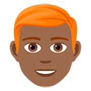 👨🏾‍🦰 Emoji Hombre: Tono De Piel Oscuro Medio Y Pelo Pelirrojo en JoyPixels 7.0.