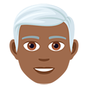 Emoji 👨🏾‍🦳 Uomo: Carnagione Abbastanza Scura E Capelli Bianchi su JoyPixels 7.0.