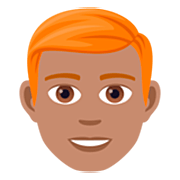 👨🏽‍🦰 Emoji Hombre: Tono De Piel Medio Y Pelo Pelirrojo en JoyPixels 7.0.