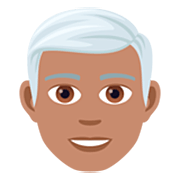 👨🏽‍🦳 Emoji Mann: mittlere Hautfarbe, weißes Haar JoyPixels 7.0.