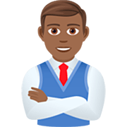 👨🏾‍💼 Emoji Oficinista Hombre: Tono De Piel Oscuro Medio en JoyPixels 7.0.