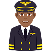 👨🏾‍✈️ Emoji Piloto De Avião Homem: Pele Morena Escura na JoyPixels 7.0.