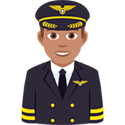 👨🏽‍✈️ Emoji Piloto De Avião Homem: Pele Morena na JoyPixels 7.0.