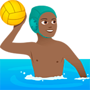 🤽🏾‍♂️ Emoji Homem Jogando Polo Aquático: Pele Morena Escura na JoyPixels 7.0.