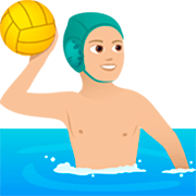 🤽🏼‍♂️ Emoji Hombre Jugando Al Waterpolo: Tono De Piel Claro Medio en JoyPixels 7.0.