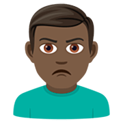 🙎🏿‍♂️ Emoji schmollender Mann: dunkle Hautfarbe JoyPixels 7.0.