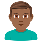 🙎🏾‍♂️ Emoji schmollender Mann: mitteldunkle Hautfarbe JoyPixels 7.0.