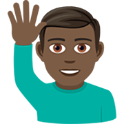 🙋🏿‍♂️ Emoji Mann mit erhobenem Arm: dunkle Hautfarbe JoyPixels 7.0.