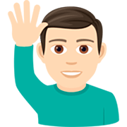 Emoji 🙋🏻‍♂️ Uomo Con Mano Alzata: Carnagione Chiara su JoyPixels 7.0.