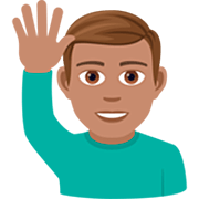 🙋🏽‍♂️ Emoji Homem Levantando A Mão: Pele Morena na JoyPixels 7.0.