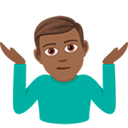 🤷🏾‍♂️ Emoji schulterzuckender Mann: mitteldunkle Hautfarbe JoyPixels 7.0.
