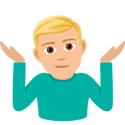 🤷🏼‍♂️ Emoji Homem Dando De Ombros: Pele Morena Clara na JoyPixels 7.0.