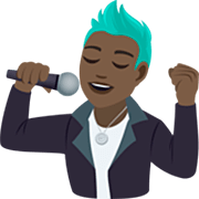👨🏿‍🎤 Emoji Sänger: dunkle Hautfarbe JoyPixels 7.0.