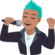 Emoji 👨🏽‍🎤 Cantante Uomo: Carnagione Olivastra su JoyPixels 7.0.