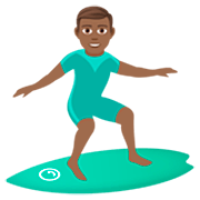 Émoji 🏄🏾‍♂️ Surfeur : Peau Mate sur JoyPixels 7.0.