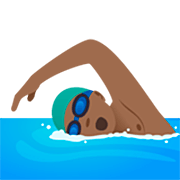 🏊🏾‍♂️ Emoji Homem Nadando: Pele Morena Escura na JoyPixels 7.0.