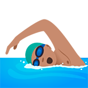 Emoji 🏊🏽‍♂️ Nuotatore: Carnagione Olivastra su JoyPixels 7.0.