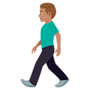 🚶🏽‍♂️ Emoji Homem Andando: Pele Morena na JoyPixels 7.0.
