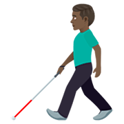 👨🏿‍🦯 Emoji Homem Com Bengala Para Cego: Pele Escura na JoyPixels 7.0.