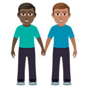 👨🏿‍🤝‍👨🏽 Emoji händchenhaltende Männer: dunkle Hautfarbe, mittlere Hautfarbe JoyPixels 7.0.