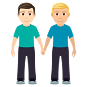 Emoji 👨🏻‍🤝‍👨🏼 Due Uomini Che Si Tengono Per Mano: Carnagione Chiara E Carnagione Abbastanza Chiara su JoyPixels 7.0.