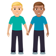 Emoji 👨🏼‍🤝‍👨🏽 Due Uomini Che Si Tengono Per Mano: Carnagione Abbastanza Chiara E Carnagione Olivastra su JoyPixels 7.0.
