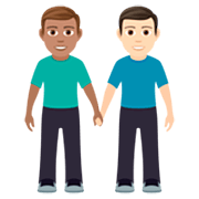 👨🏽‍🤝‍👨🏻 Emoji Dois Homens De Mãos Dadas: Pele Morena E Pele Clara na JoyPixels 7.0.