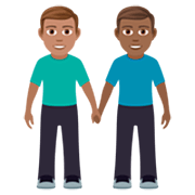 👨🏽‍🤝‍👨🏾 Emoji Dois Homens De Mãos Dadas: Pele Morena E Pele Morena Escura na JoyPixels 7.0.
