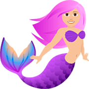 🧜🏼‍♀️ Emoji Meerjungfrau: mittelhelle Hautfarbe JoyPixels 7.0.