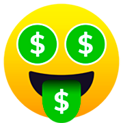 Gesicht mit Dollarzeichen JoyPixels 7.0.