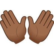 👐🏾 Emoji Manos Abiertas: Tono De Piel Oscuro Medio en JoyPixels 7.0.
