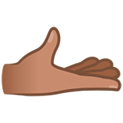 Emoji 🫴🏽 Palmo İn Su: Carnagione Olivastra su JoyPixels 7.0.