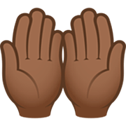🤲🏾 Emoji Palmas Unidas Para Cima: Pele Morena Escura na JoyPixels 7.0.