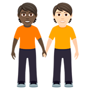 🧑🏿‍🤝‍🧑🏻 Emoji Pessoas De Mãos Dadas: Pele Escura E Pele Clara na JoyPixels 7.0.