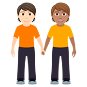 Émoji 🧑🏻‍🤝‍🧑🏽 Deux Personnes Se Tenant La Main : Peau Claire Et Peau Légèrement Mate sur JoyPixels 7.0.