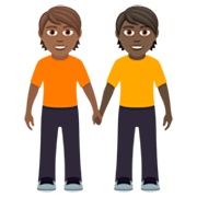 🧑🏾‍🤝‍🧑🏿 Emoji sich an den Händen haltende Personen: mitteldunkle Hautfarbe, dunkle Hautfarbe JoyPixels 7.0.