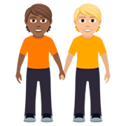 🧑🏾‍🤝‍🧑🏼 Emoji sich an den Händen haltende Personen: mitteldunkle Hautfarbe, mittelhelle Hautfarbe JoyPixels 7.0.