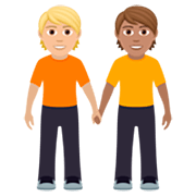 🧑🏼‍🤝‍🧑🏽 Emoji sich an den Händen haltende Personen: mittelhelle Hautfarbe, mittlere Hautfarbe JoyPixels 7.0.