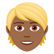 👱🏾 Emoji Pessoa: Pele Morena Escura E Cabelo Louro na JoyPixels 7.0.