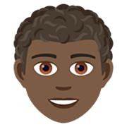 🧑🏿‍🦱 Emoji Erwachsener: dunkle Hautfarbe, lockiges Haar JoyPixels 7.0.