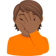 🤦🏾 Emoji sich an den Kopf fassende Person: mitteldunkle Hautfarbe JoyPixels 7.0.