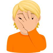 🤦🏼 Emoji Persona Con La Mano En La Frente: Tono De Piel Claro Medio en JoyPixels 7.0.